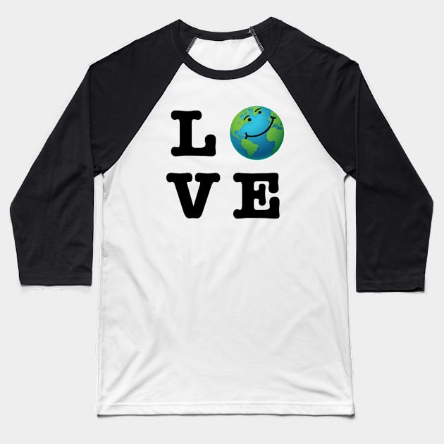 LOVE Earth Smile Global Warming Fight Baseball T-Shirt by Print Cartel